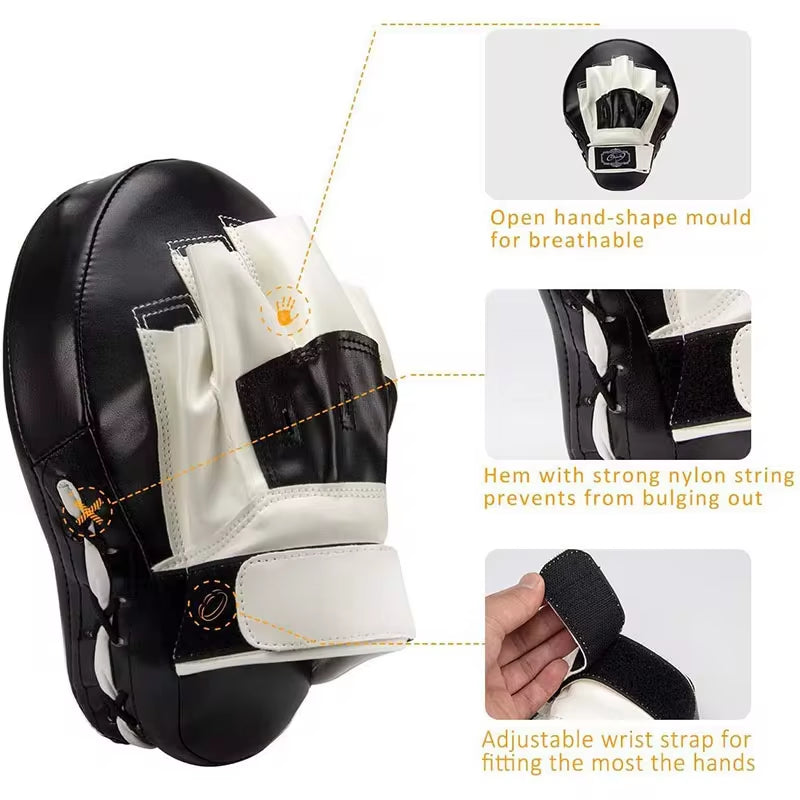 Curved Boxing Bags - Perfect for Taekwondo, Muay Thai & Karate Training for All Ages - Durable PU Focus Pads (1 or 2 Pcs)