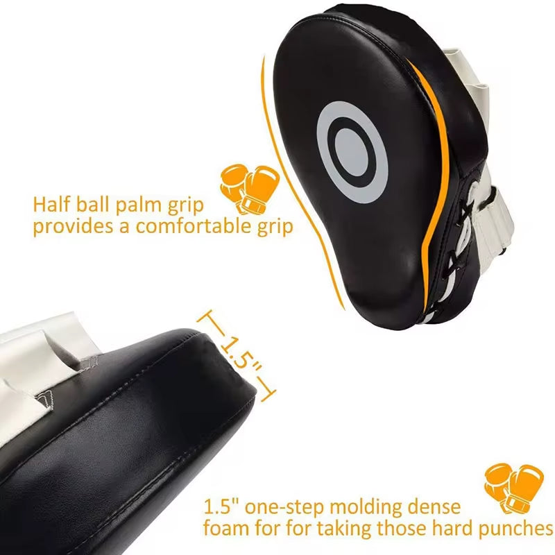 Curved Boxing Bags - Perfect for Taekwondo, Muay Thai & Karate Training for All Ages - Durable PU Focus Pads (1 or 2 Pcs)