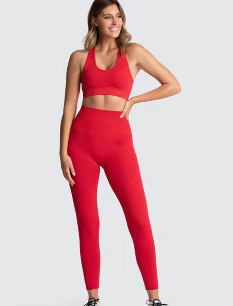 Elevate Your Workout: 2-Piece Seamless Hyperflex Women's Athletic Set - Long Sleeve Crop Top & High Waist Leggings