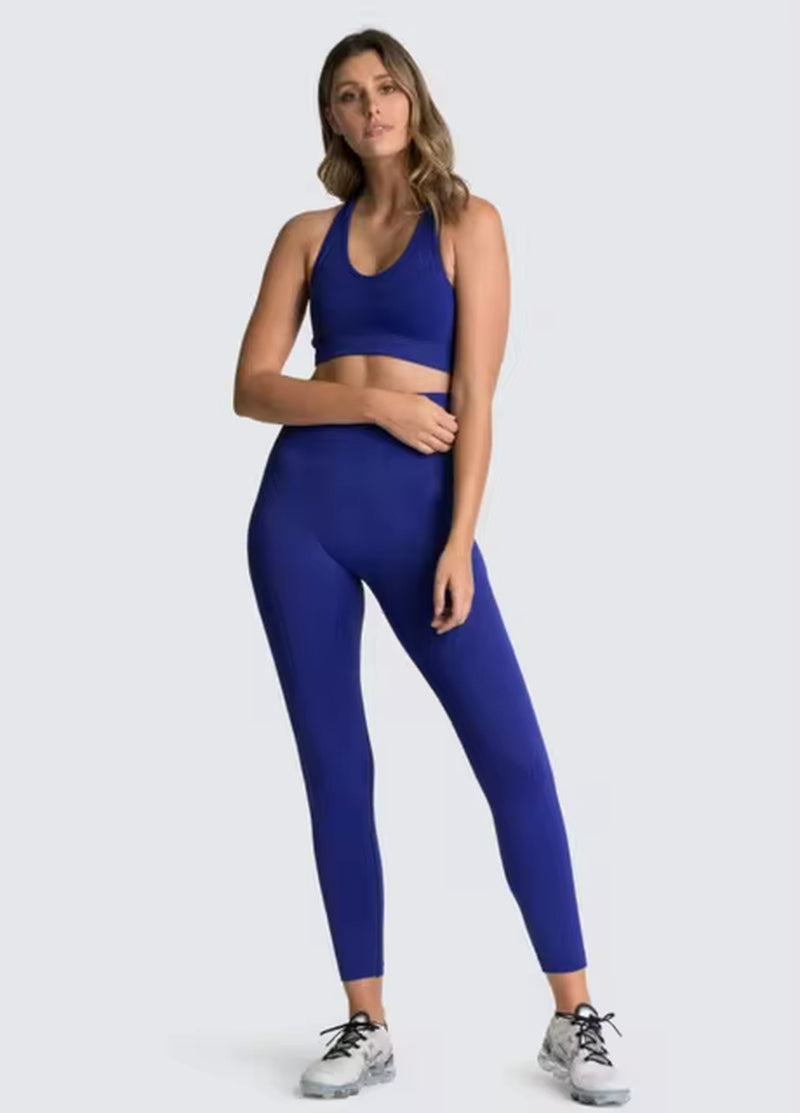 Elevate Your Workout: 2-Piece Seamless Hyperflex Women's Athletic Set - Long Sleeve Crop Top & High Waist Leggings