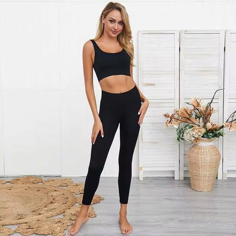 Elevate Your Workout: 2-Piece Seamless Hyperflex Women's Athletic Set - Long Sleeve Crop Top & High Waist Leggings