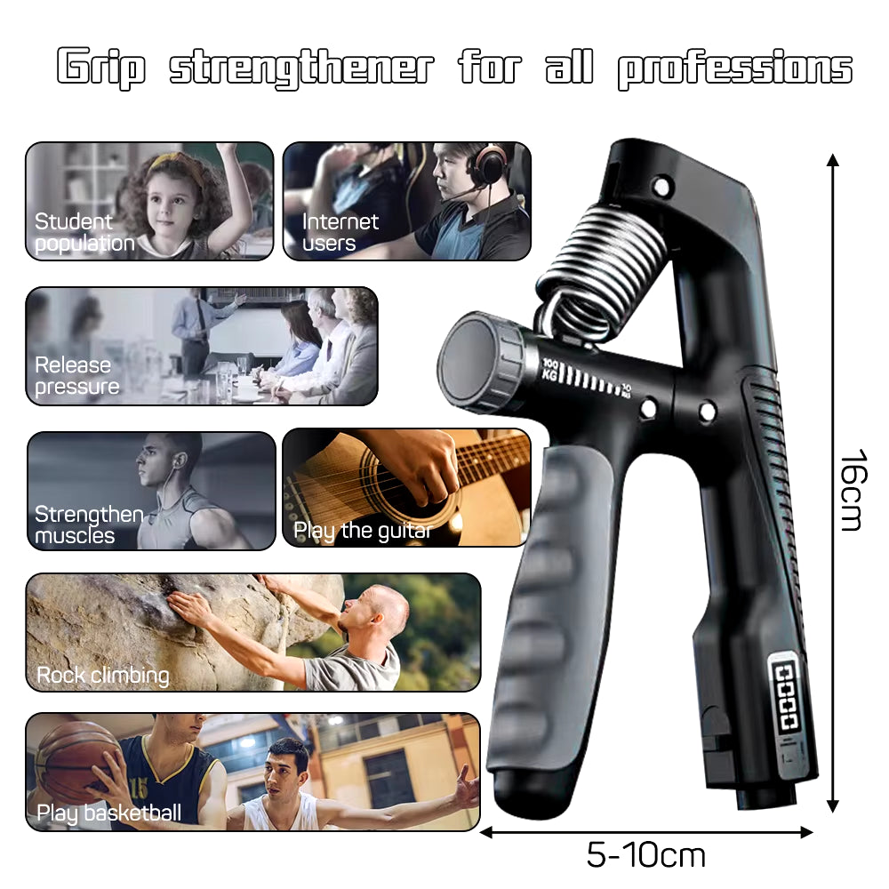 Adjustable Smart Hand Grip Strengthener - 10-100KG for Power Training and Finger Wrist Expansion